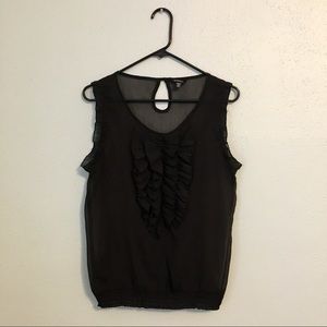 Ruffle Front Sleeveless Blouse